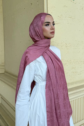 Premium Glow Jakar Şal Dama - Gül Kurusu