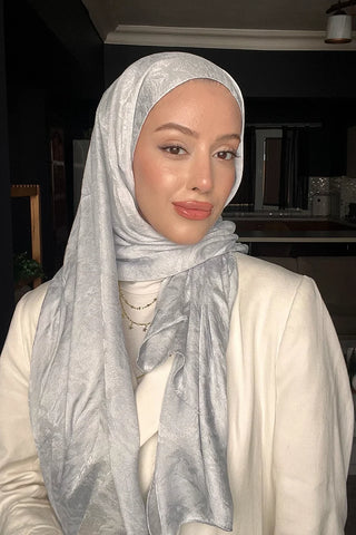 Premium Glow Jakar Şal Dama - İnci