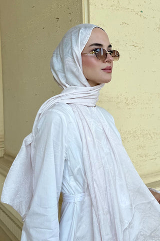 Premium Glow Jakar Şal Dama - İnci