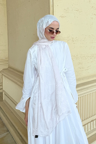 Premium Glow Jakar Şal Dama - İnci