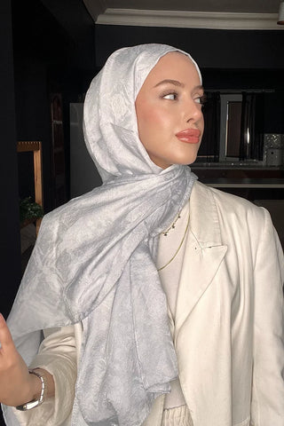 Premium Glow Jakar Şal Dama - İnci