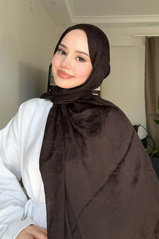 Premium Glow Jakar Şal Dama - Kahverengi