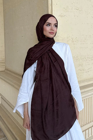 Premium Glow Jakar Şal Dama - Kahverengi