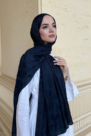 Premium Glow Jakar Şal Dama - Lacivert