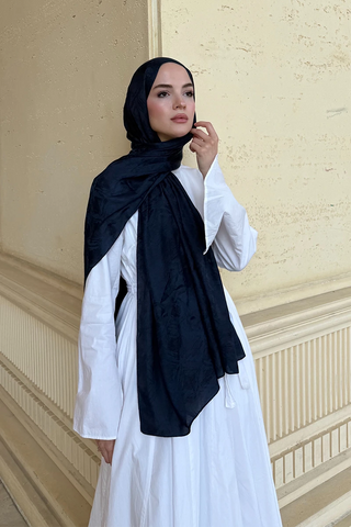 Premium Glow Jakar Şal Dama - Lacivert