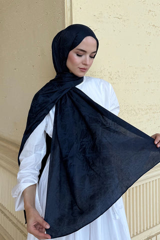 Premium Glow Jakar Şal Dama - Lacivert