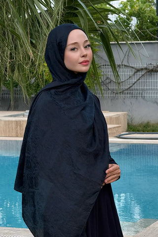 Premium Glow Jakar Şal Dama - Lacivert
