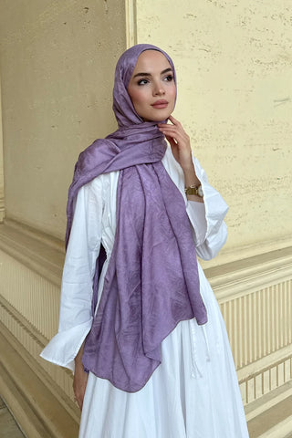 Premium Glow Jakar Şal Dama - Lavanta