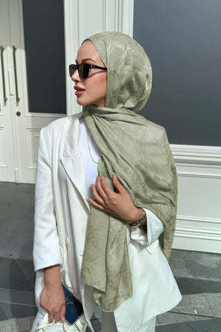 Premium Glow Jakar Şal Dama - Mint