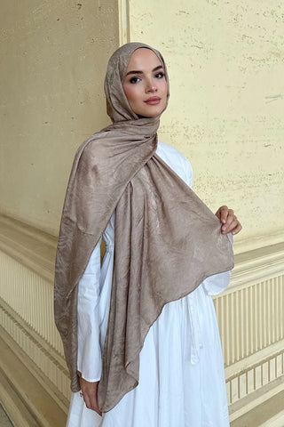 Premium Glow Jakar Şal Dama - Mocha