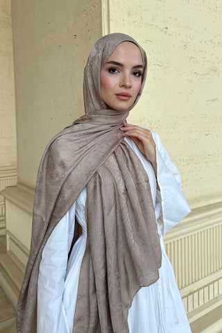 Premium Glow Jakar Şal Dama - Mocha