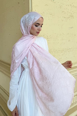 Premium Glow Jakar Şal Dama - Pembe