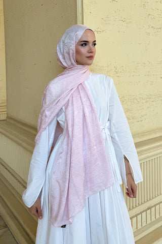 Premium Glow Jakar Şal Dama - Pembe