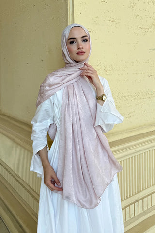 Premium Glow Jakar Şal Dama - Pudra