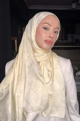 Premium Glow Jakar Şal Dama - Sarı