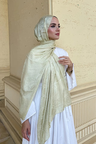 Premium Glow Jakar Şal Dama - Soft Yeşil