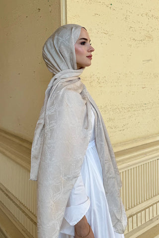 Premium Glow Jakar Şal Dama - Taş