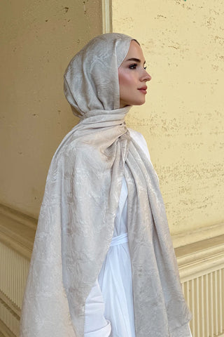Premium Glow Jakar Şal Dama - Taş