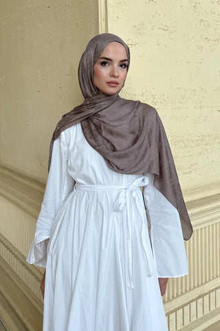 Premium Glow Jakar Şal Dama - Vizon