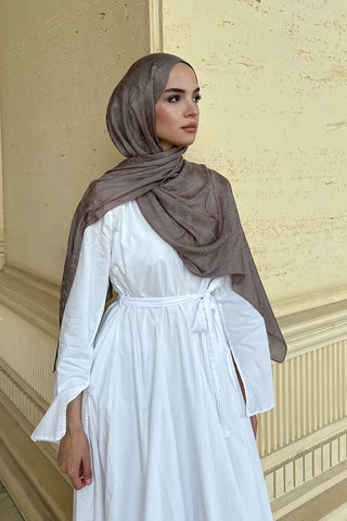 Premium Glow Jakar Şal Dama - Vizon