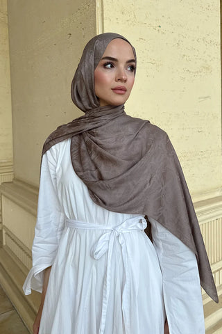 Premium Glow Jakar Şal Dama - Vizon