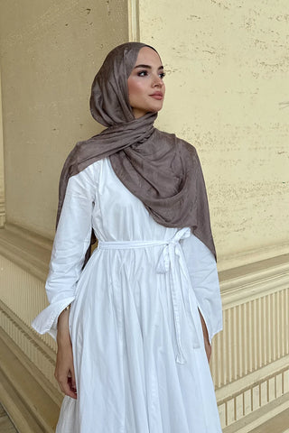 Premium Glow Jakar Şal Dama - Vizon