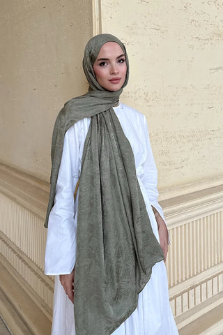 Premium Glow Jakar Şal Dama - Yeşil