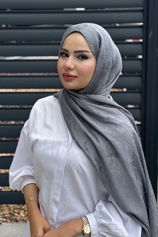 Premium Glow Jakar Şal Yaprak - Füme