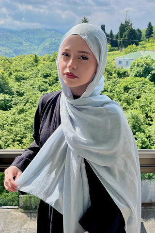 Premium Glow Jakar Şal Yaprak - Gri