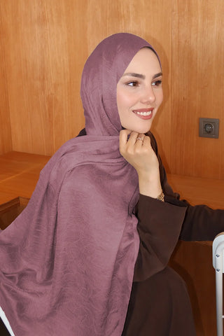 Premium Glow Jakar Şal Yaprak - Gül Kurusu