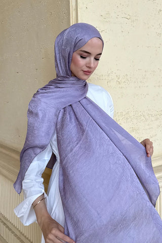 Premium Glow Jakar Şal Yaprak - Lila