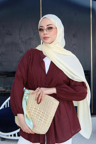 Premium Glow Jakar Şal Yaprak - Sarı