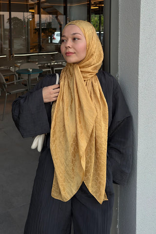 Premium Jakar Şal Halka Desen - Hardal