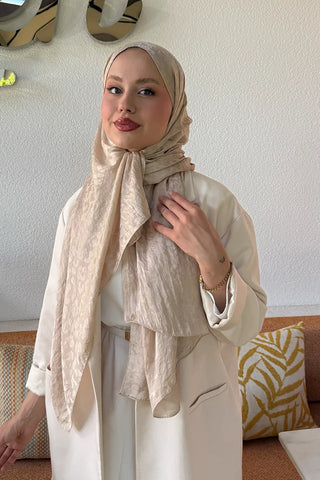 Premium Jakar Leopar Desen Şal - Bej