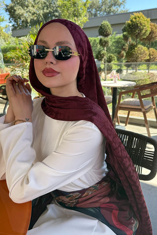 Premium Jakar Leopar Desen Şal - Bordo