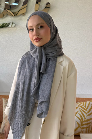Premium Jakar Leopar Desen Şal - Gri