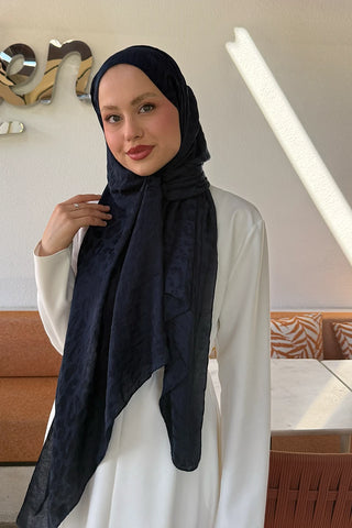 Premium Jakar Leopar Desen Şal - Lacivert