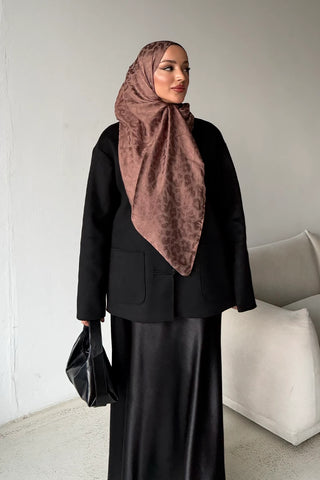 Premium Jakar Leopar Desen Şal - Mocha