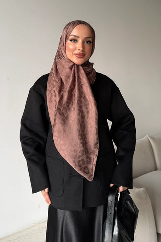 Premium Jakar Leopar Desen Şal - Mocha