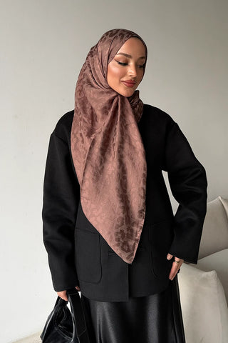 Premium Jakar Leopar Desen Şal - Mocha