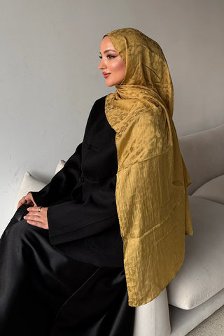 Premium Jakar Leopar Desen Şal - Sarı / Yeşil