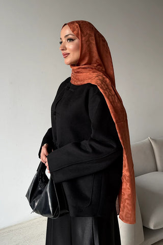 Premium Jakar Leopar Desen Şal - Şeftali