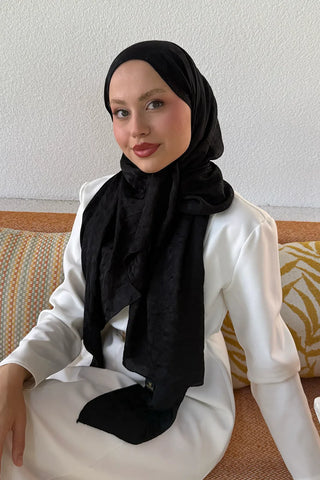 Premium Jakar Leopar Desen Şal - Siyah