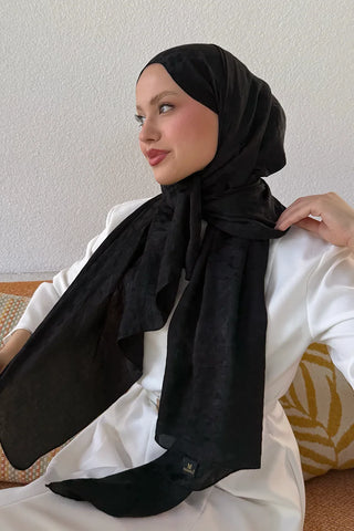 Premium Jakar Leopar Desen Şal - Siyah