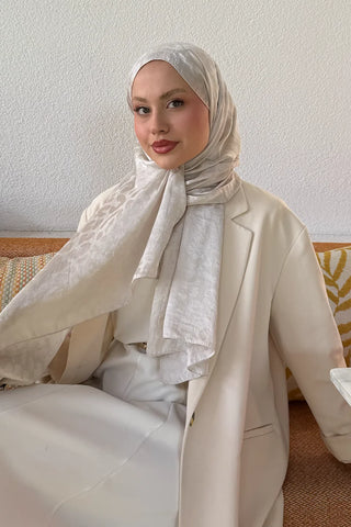 Premium Jakar Leopar Desen Şal - Taş