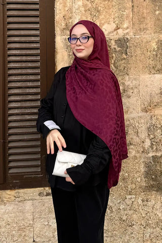 Premium Jakar Leopar Desen Şal - Velvet