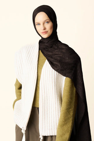 Premium Jakar Şal Dalga Desen - Acı Kahve