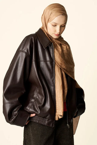 Premium Jakar Şal Dalga Desen - Bronz