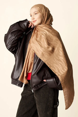 Premium Jakar Şal Dalga Desen - Bronz