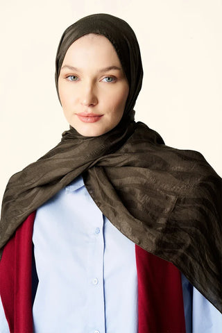 Premium Jakar Şal Dalga Desen - Haki